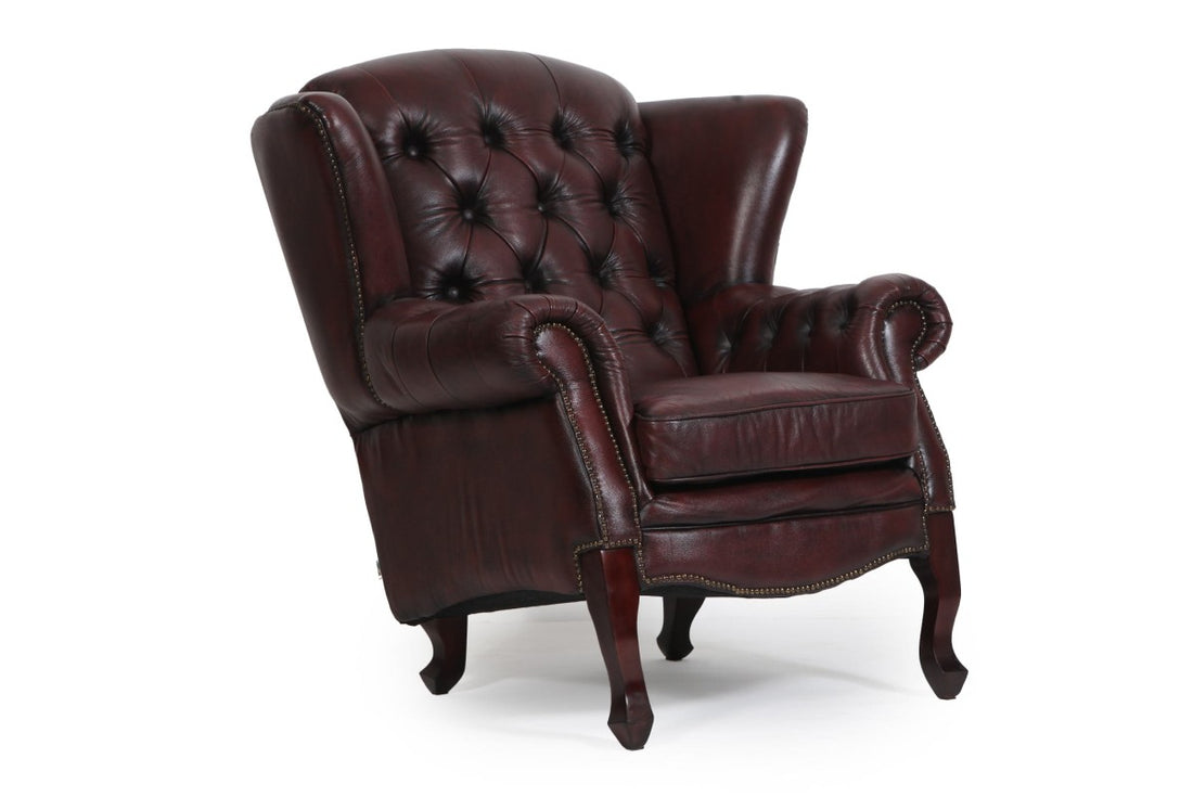 Poltrona chesterfield bergere vintage inglese originale marrone