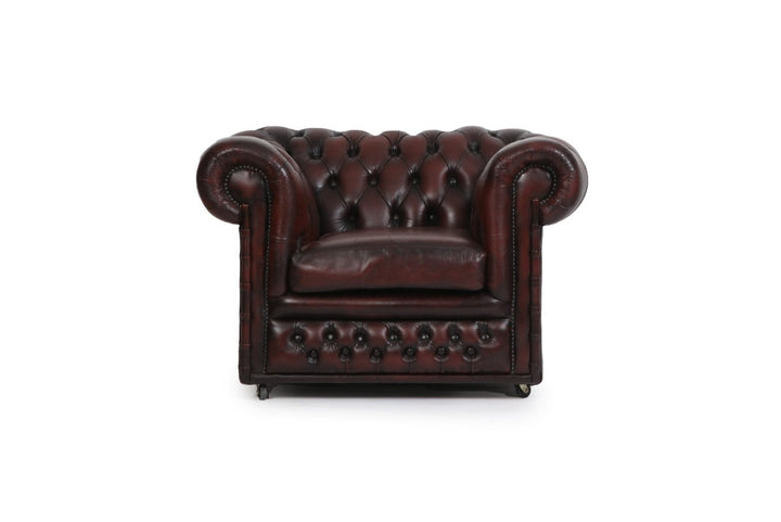 Poltrona chesterfield club vintage inglese originale marrone