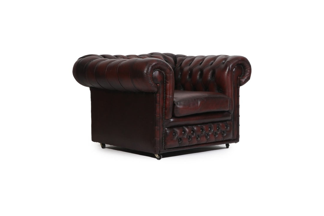 Poltrona chesterfield club vintage inglese originale marrone
