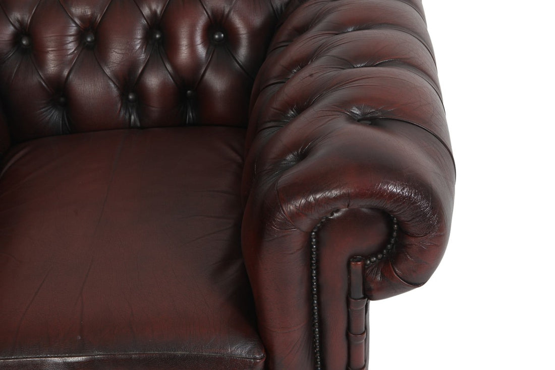 Poltrona chesterfield club vintage inglese originale marrone