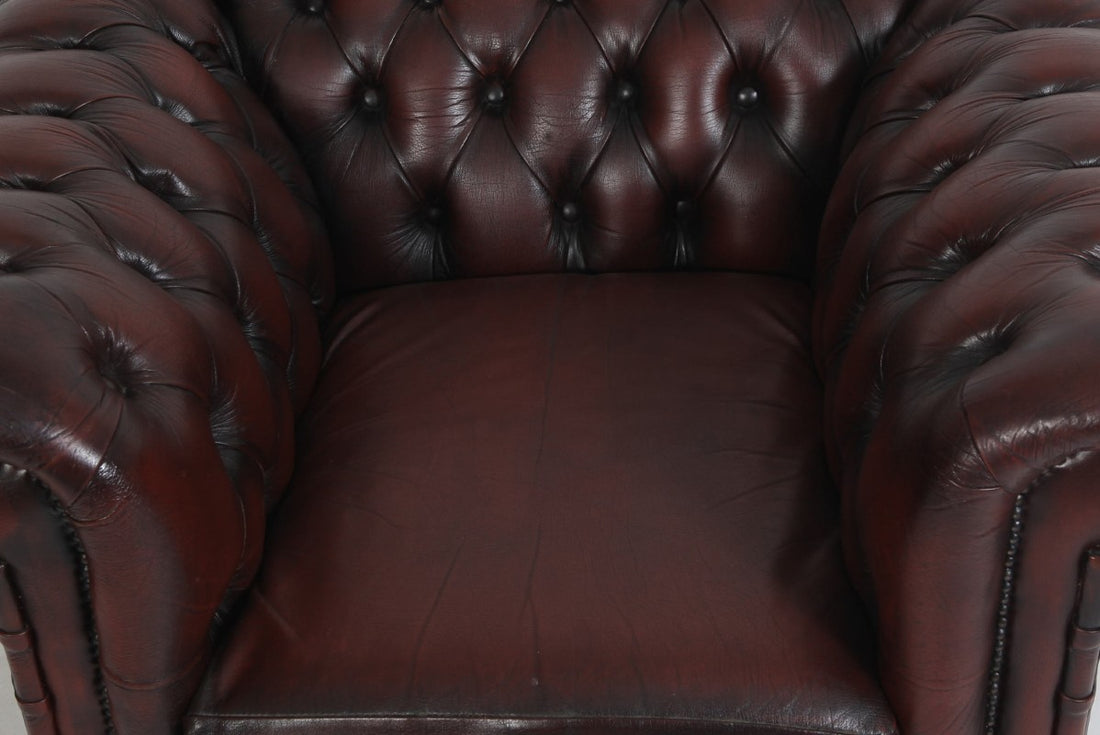 Poltrona chesterfield club vintage inglese originale marrone