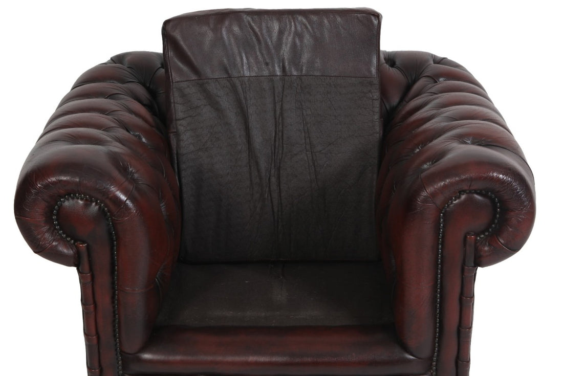 Poltrona chesterfield club vintage inglese originale marrone
