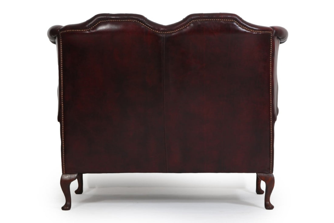 Divano 2 posti chesterfield Queen Anne vintage originale bordeaux