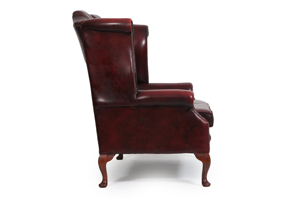 Divano 2 posti chesterfield Queen Anne vintage originale bordeaux