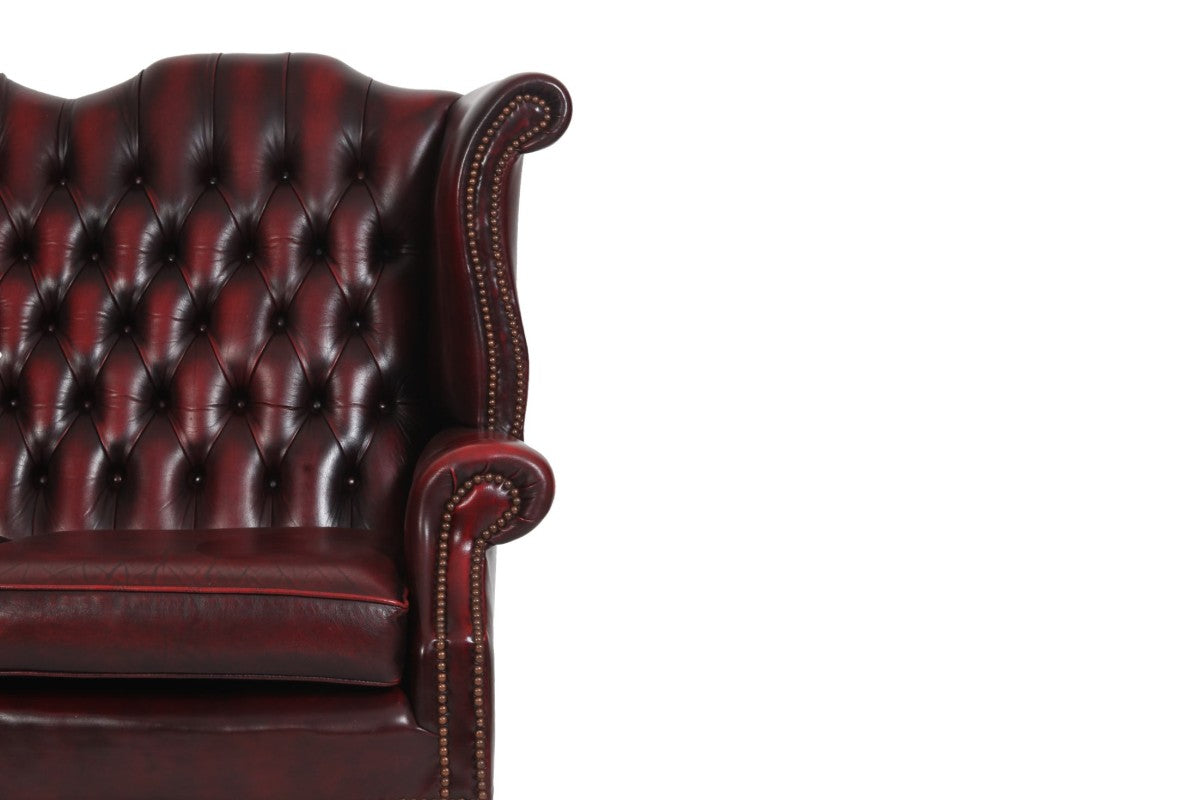 Divano 2 posti chesterfield Queen Anne vintage originale bordeaux