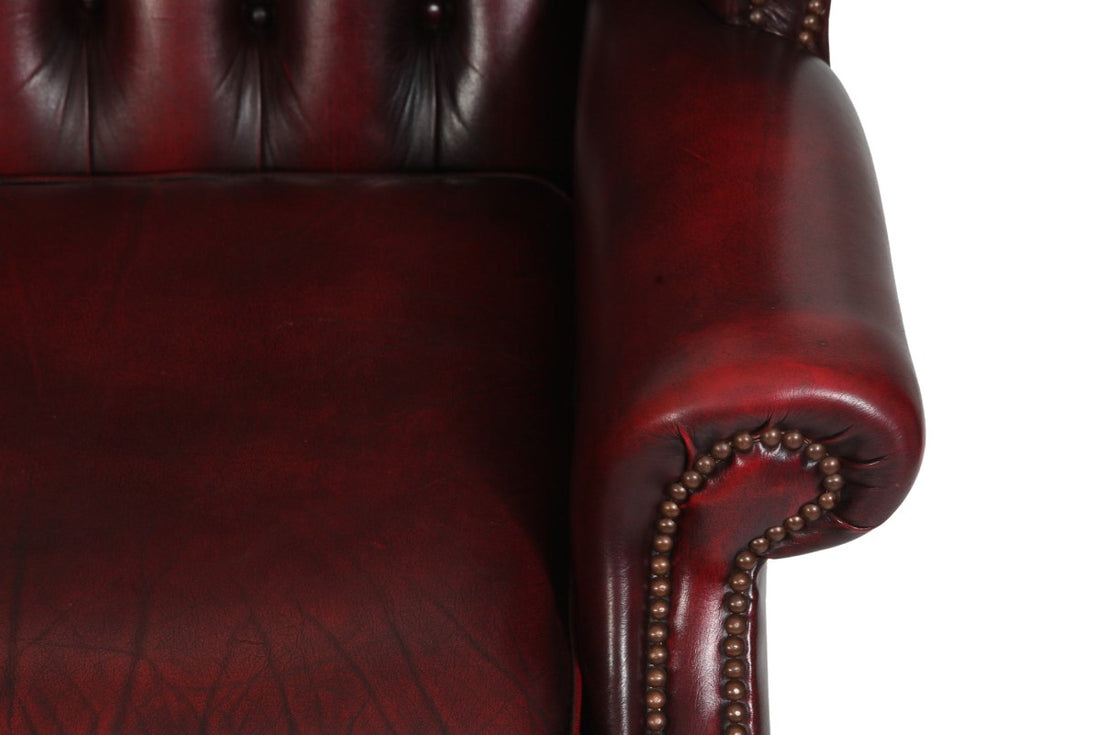 Divano 2 posti chesterfield Queen Anne vintage originale bordeaux