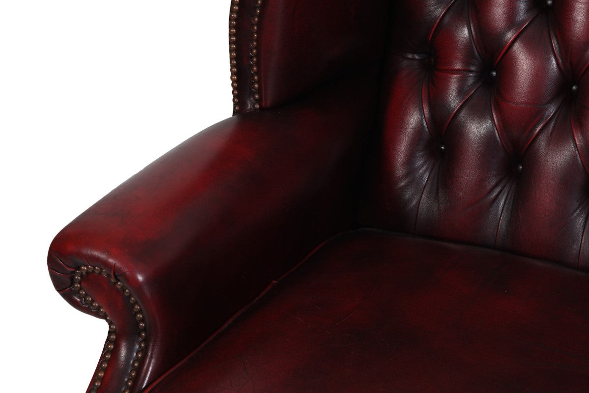 Divano 2 posti chesterfield Queen Anne vintage originale bordeaux
