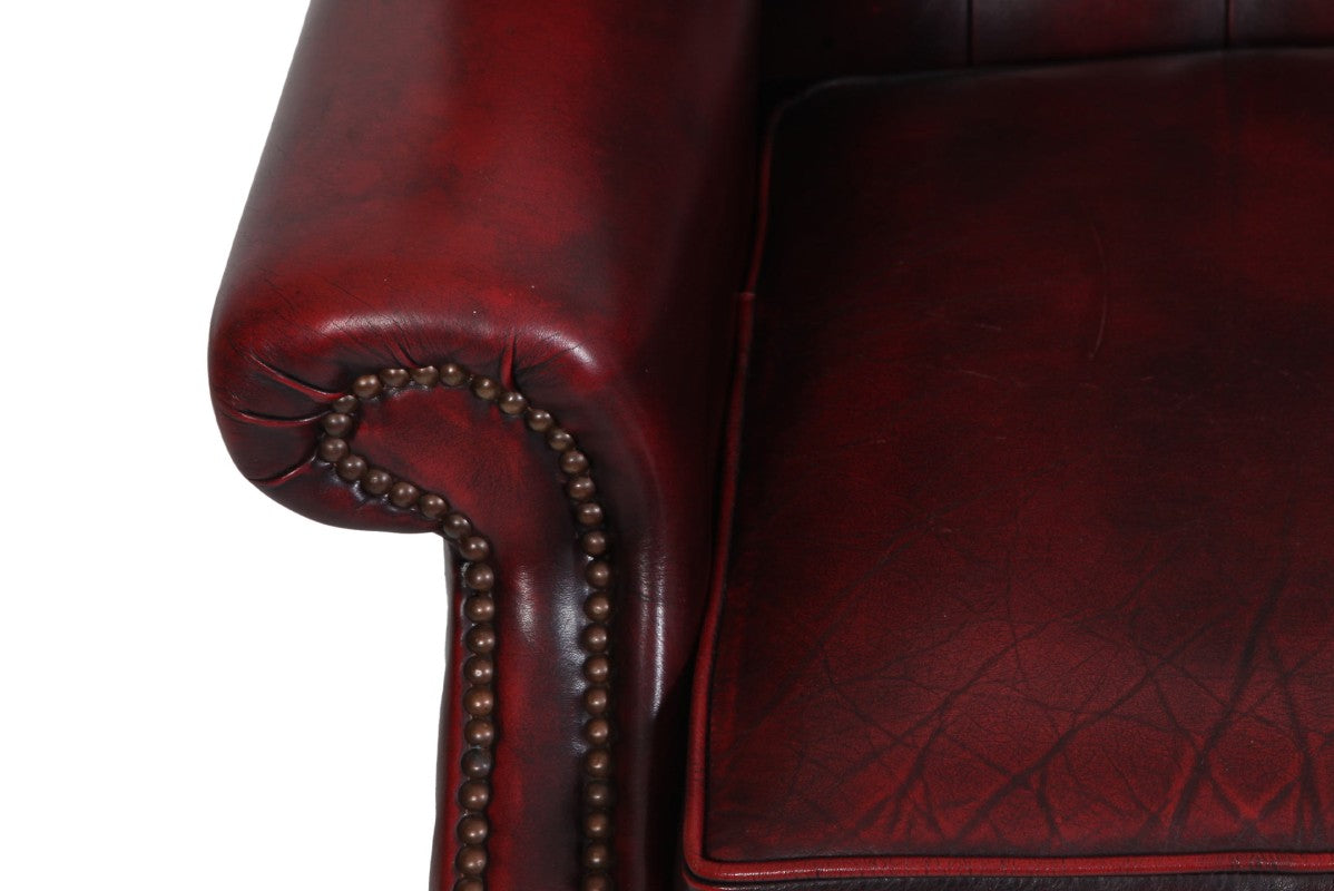 Divano 2 posti chesterfield Queen Anne vintage originale bordeaux