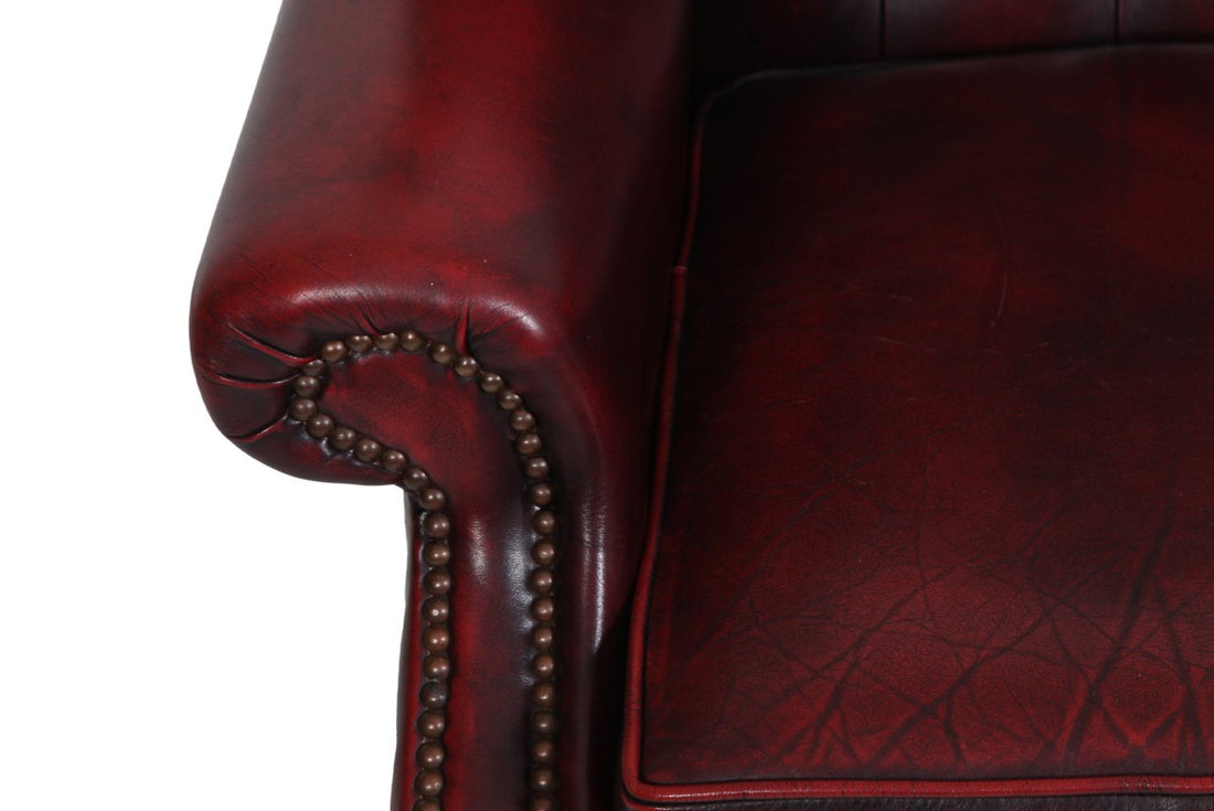 Divano 2 posti chesterfield Queen Anne vintage originale bordeaux