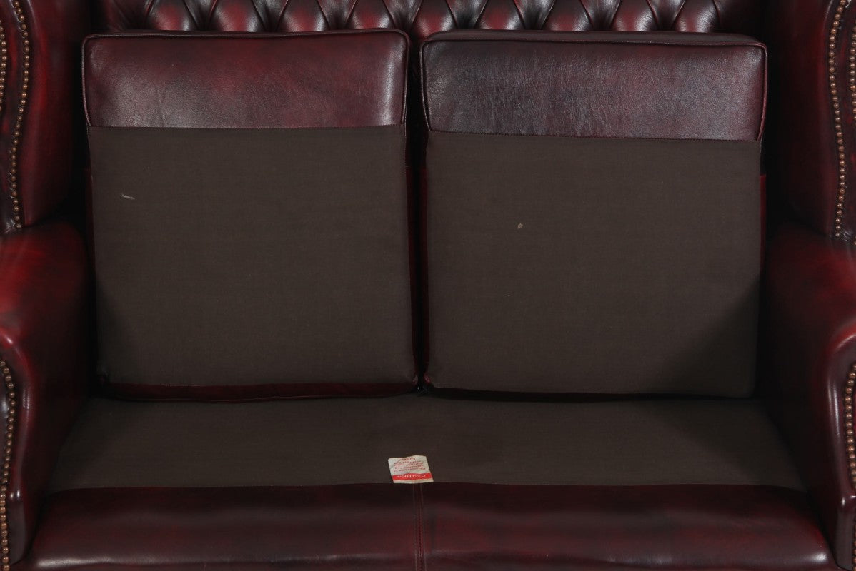 Divano 2 posti chesterfield Queen Anne vintage originale bordeaux