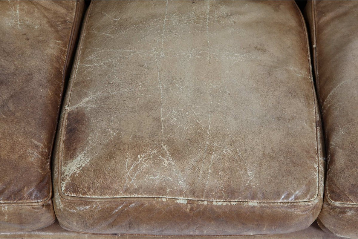 Antico divano 3 posti chesterfield club inglese originale marrone cognac - Antichità Sale