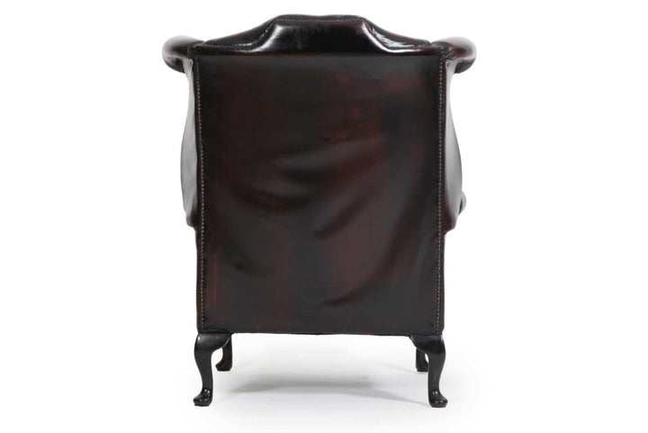 Poltrona chesterfield Queen Anne vintage inglese originale marrone