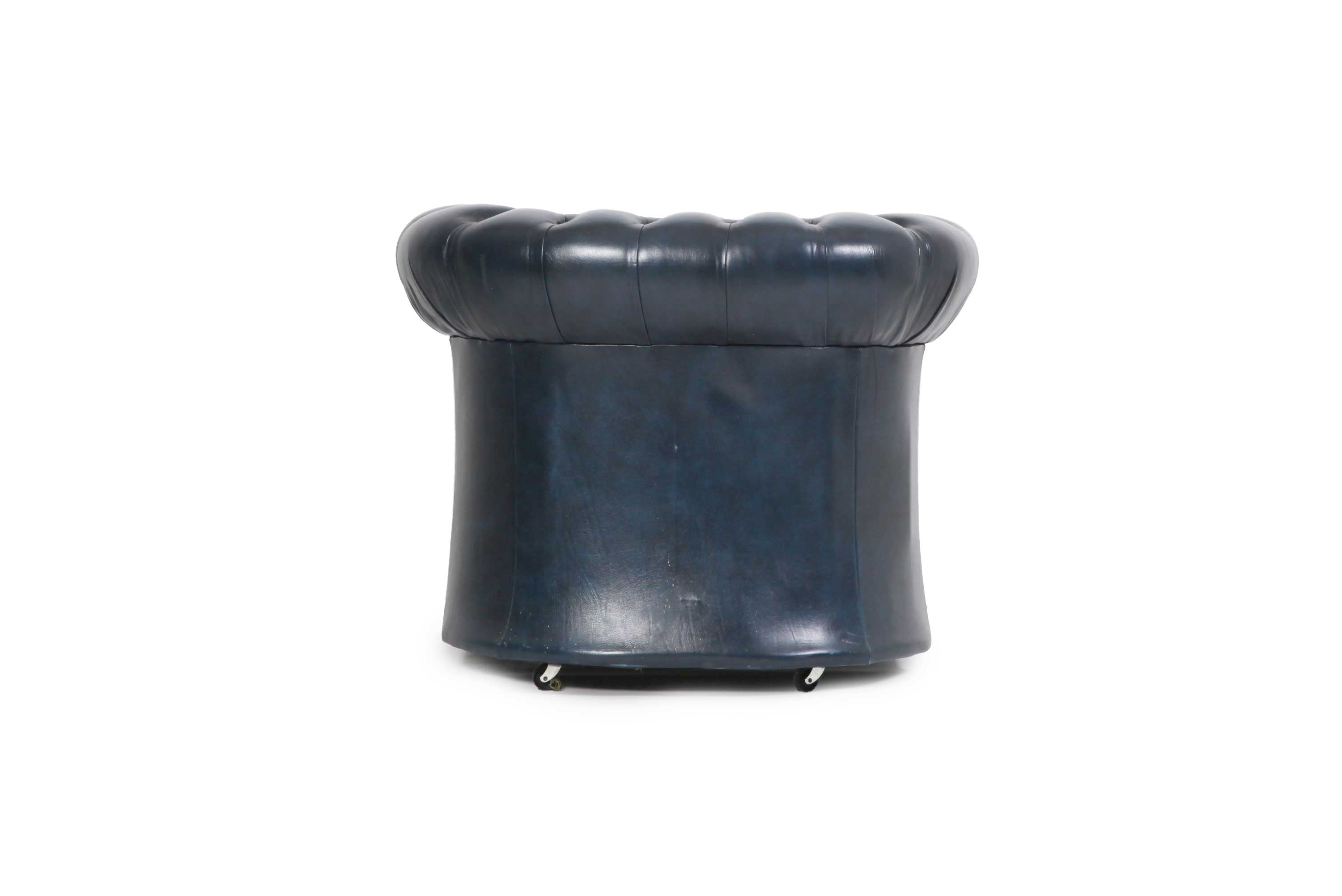Poltrona Chesterfield Club blu petrolio vintage originale inglese - Antichità Sale