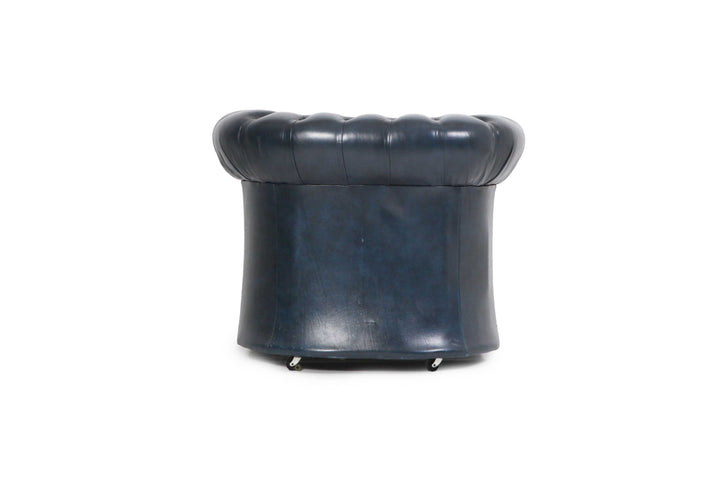 Poltrona Chesterfield Club blu petrolio vintage originale inglese