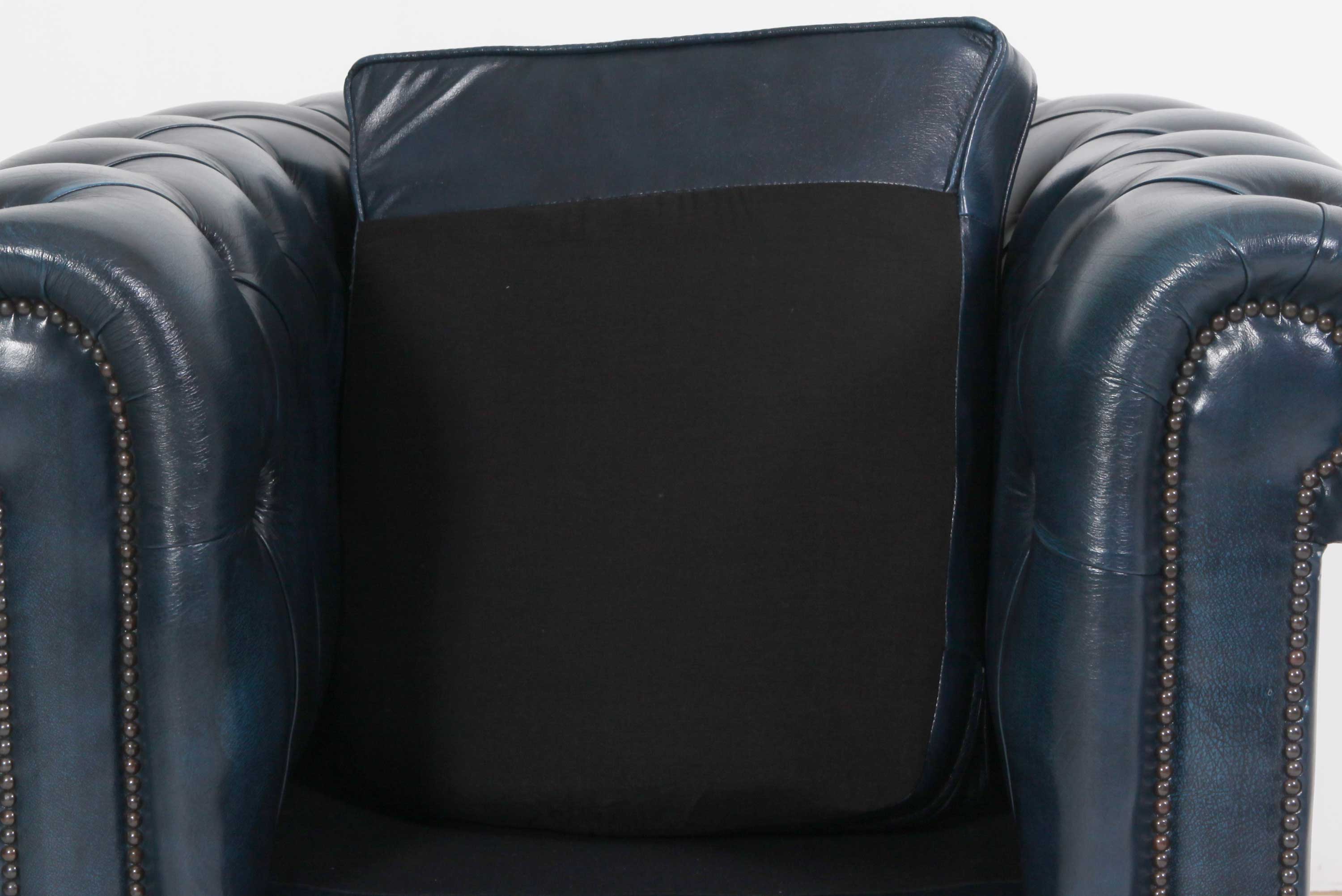 Poltrona Chesterfield Club blu petrolio vintage originale inglese - Antichità Sale