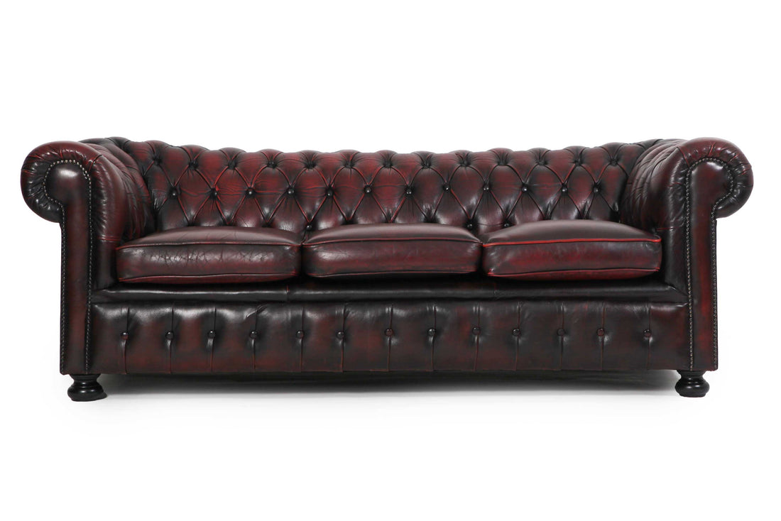 Divano 3 posti chesterfield club vintage inglese originale bordeaux