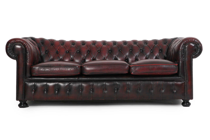 Divano 3 posti chesterfield club vintage inglese originale bordeaux