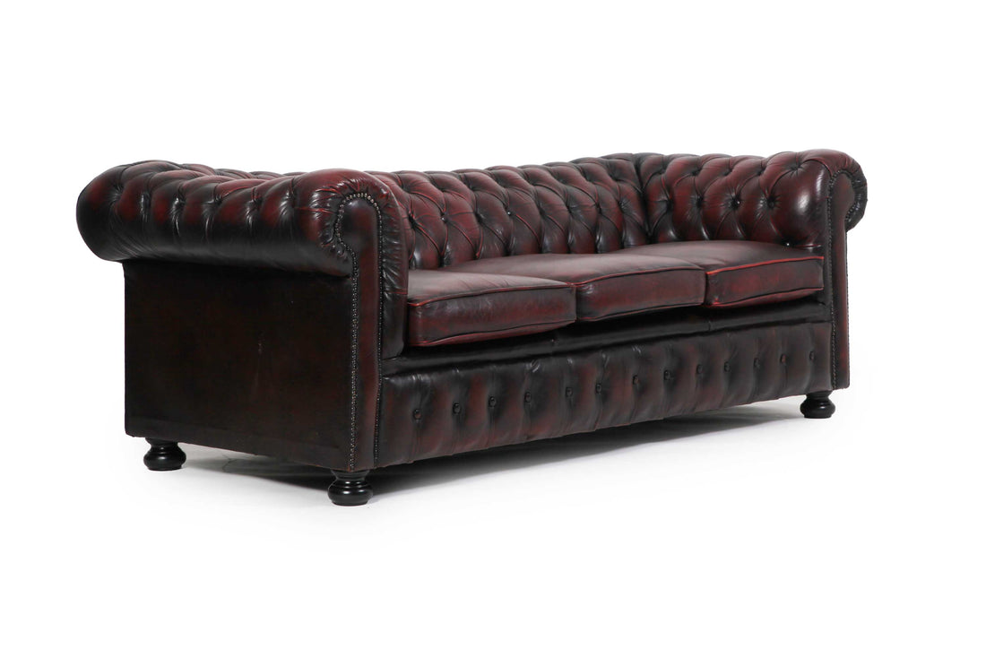 Divano 3 posti chesterfield club vintage inglese originale bordeaux