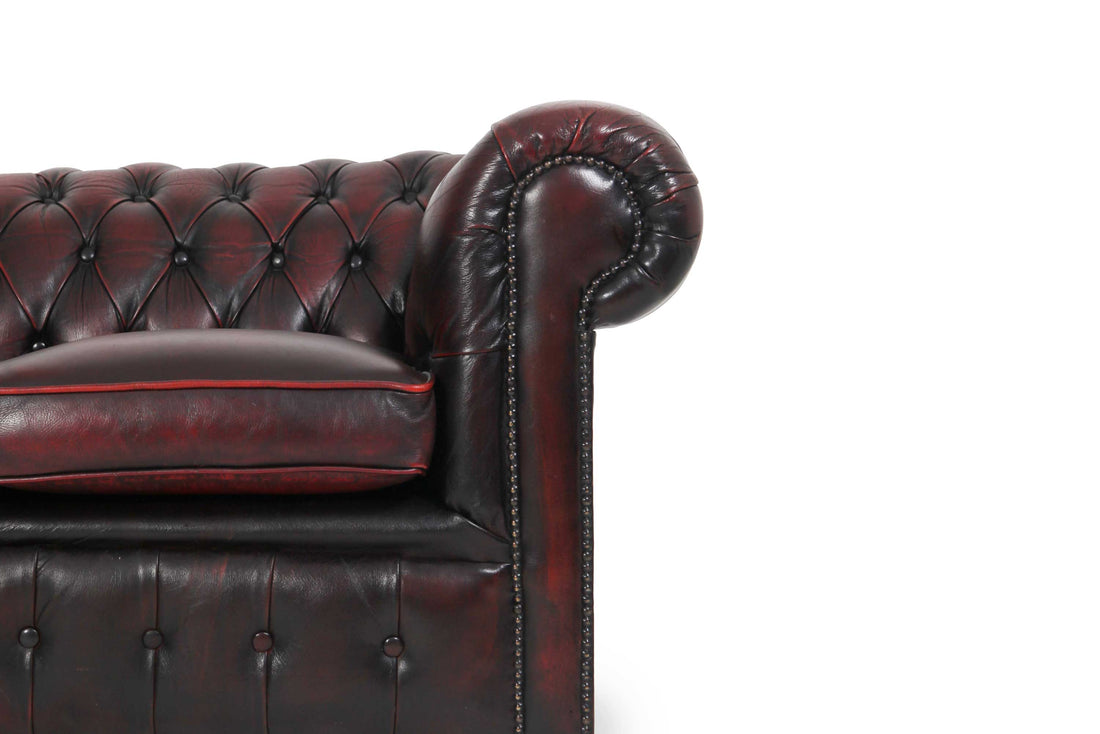 Divano 3 posti chesterfield club vintage inglese originale bordeaux