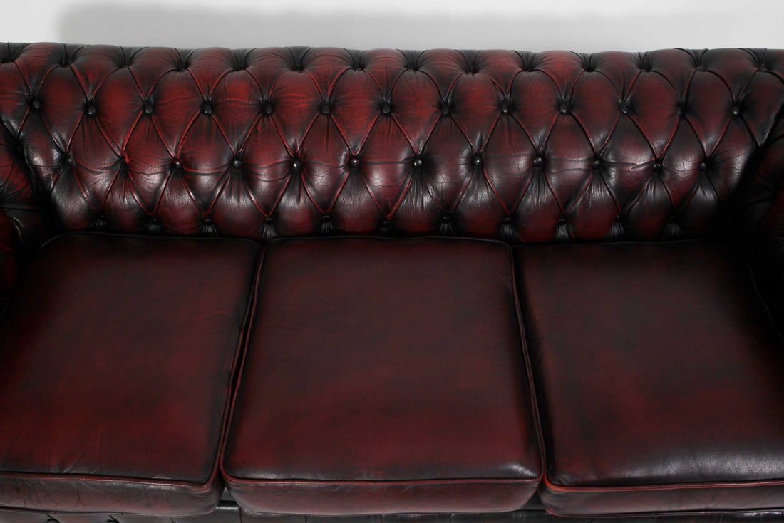 Divano 3 posti chesterfield club vintage inglese originale bordeaux