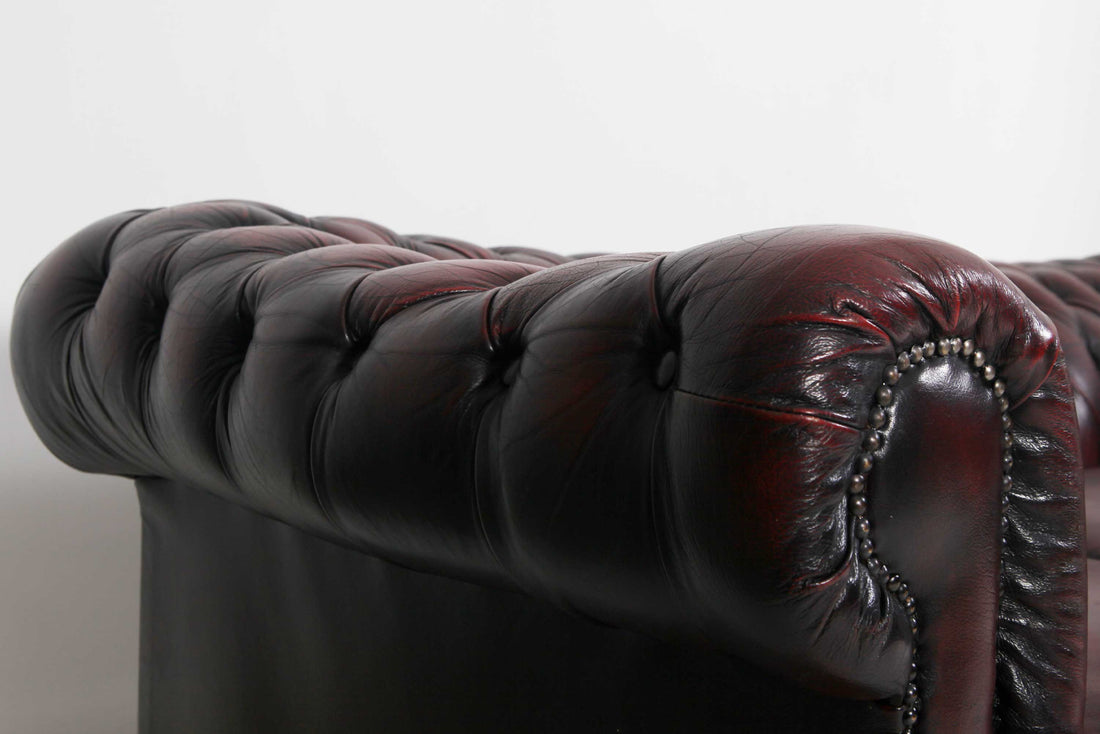 Divano 3 posti chesterfield club vintage inglese originale bordeaux