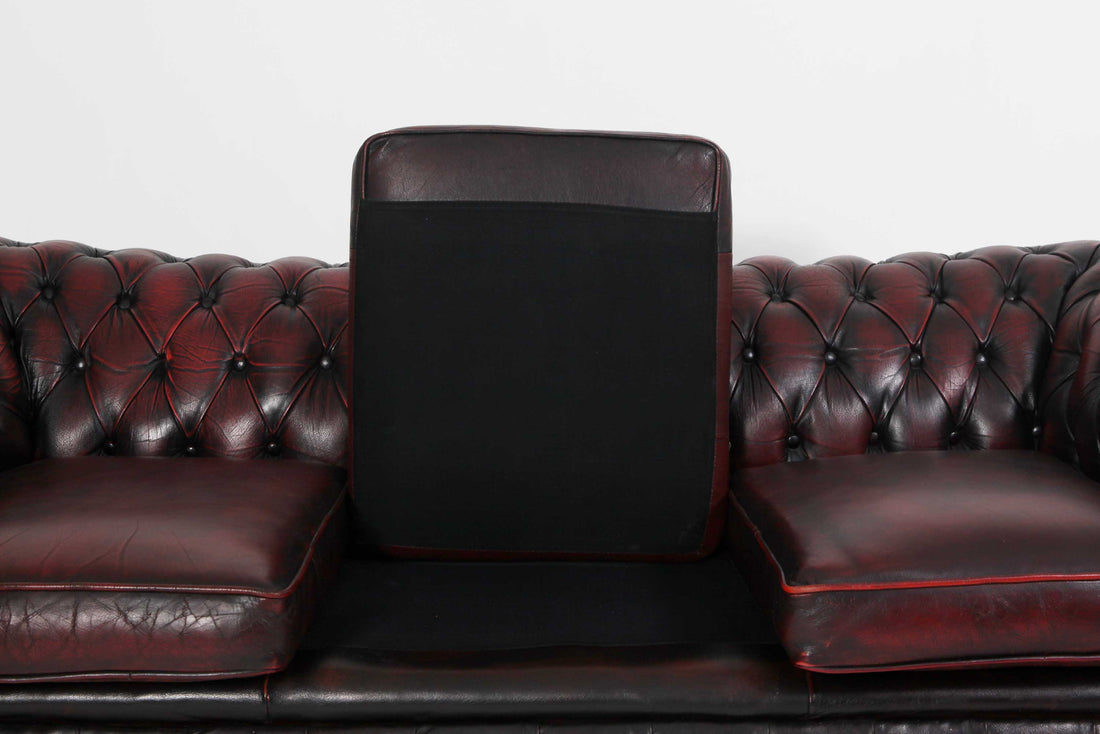 Divano 3 posti chesterfield club vintage inglese originale bordeaux