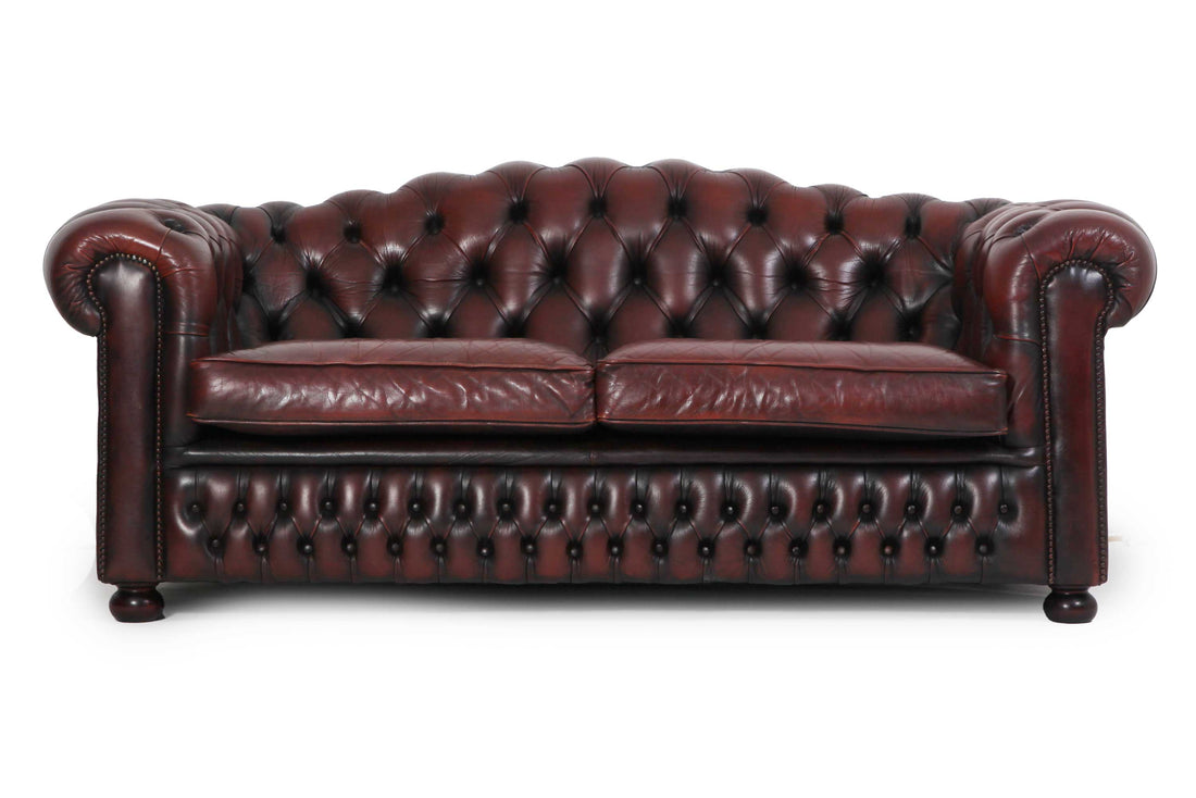 Divano chesterfield 3 posti club marrone vintage originale