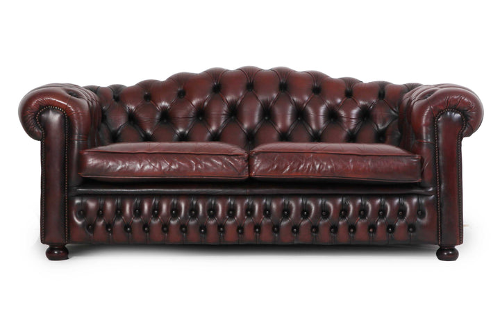 Divano chesterfield 3 posti club marrone vintage originale