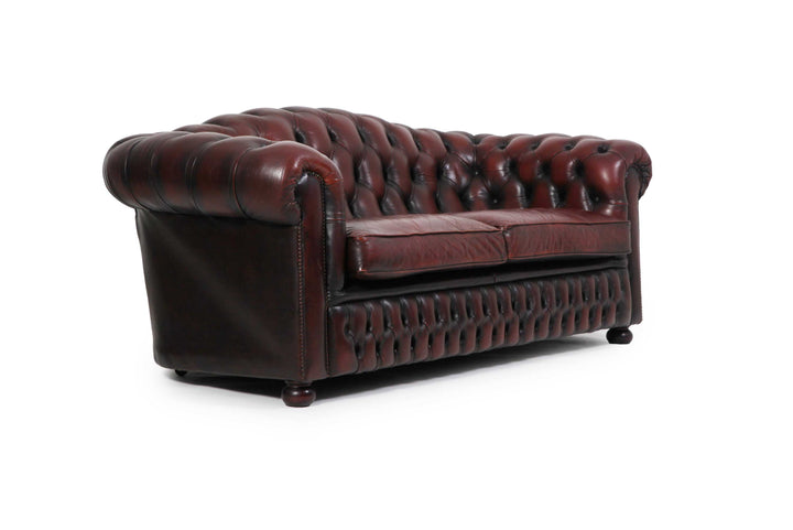 Divano chesterfield 3 posti club marrone vintage originale