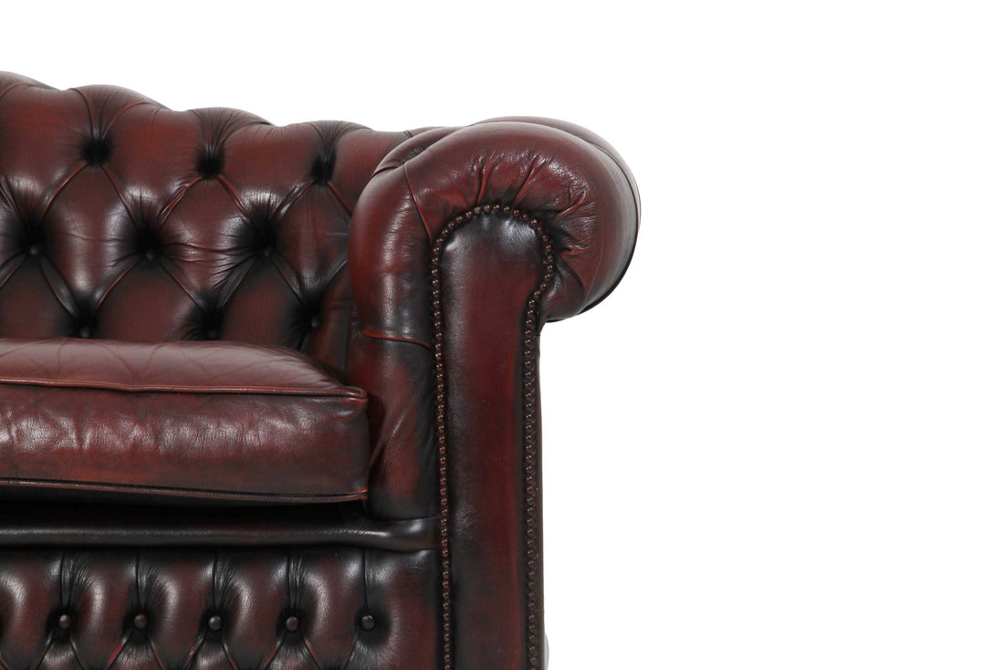 Divano chesterfield 3 posti club marrone vintage originale
