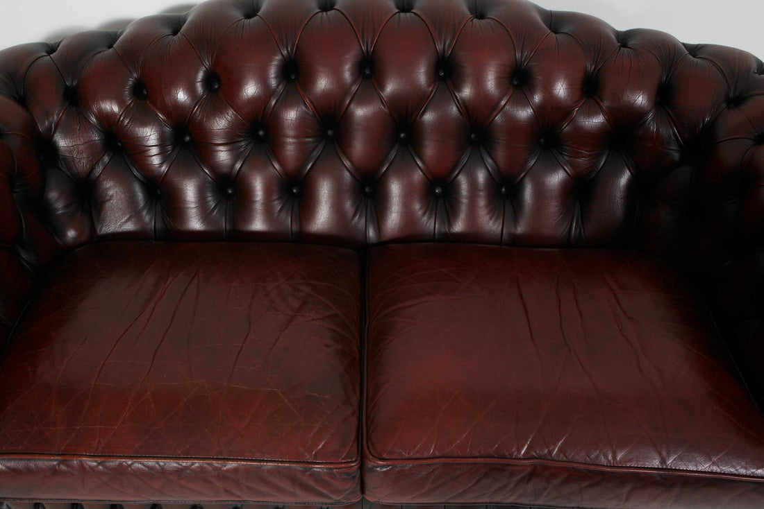 Divano chesterfield 3 posti club marrone vintage originale