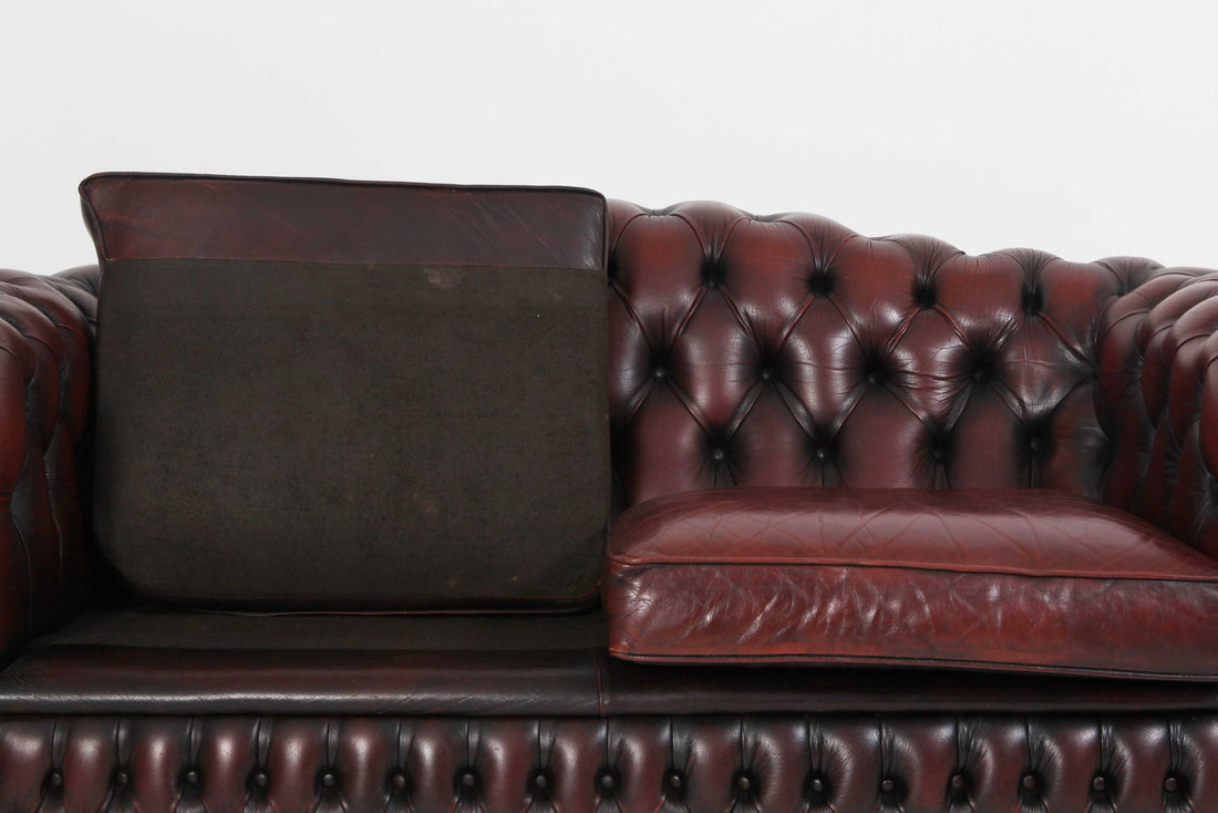 Divano chesterfield 3 posti club marrone vintage originale