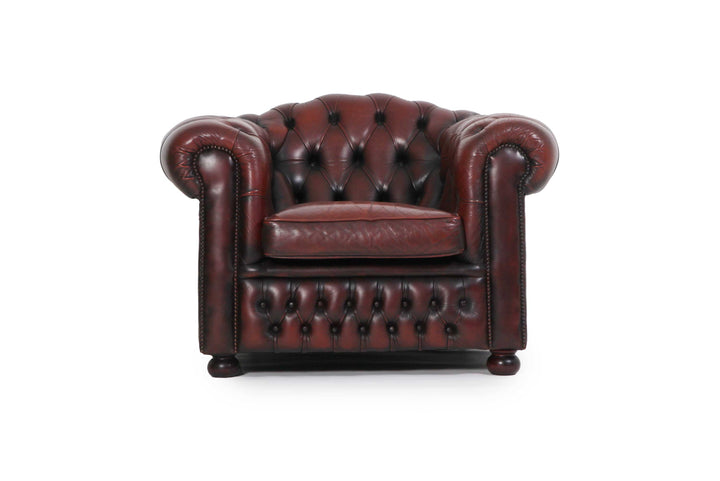 Poltrona chesterfield club marrone vintage originale inglese