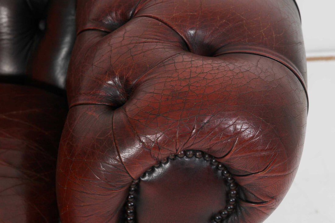 Poltrona chesterfield club marrone vintage originale inglese