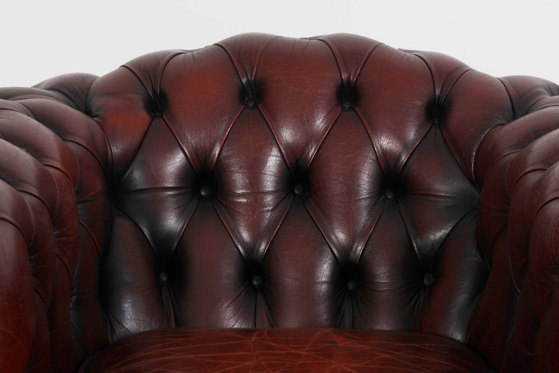Poltrona chesterfield club marrone vintage originale inglese