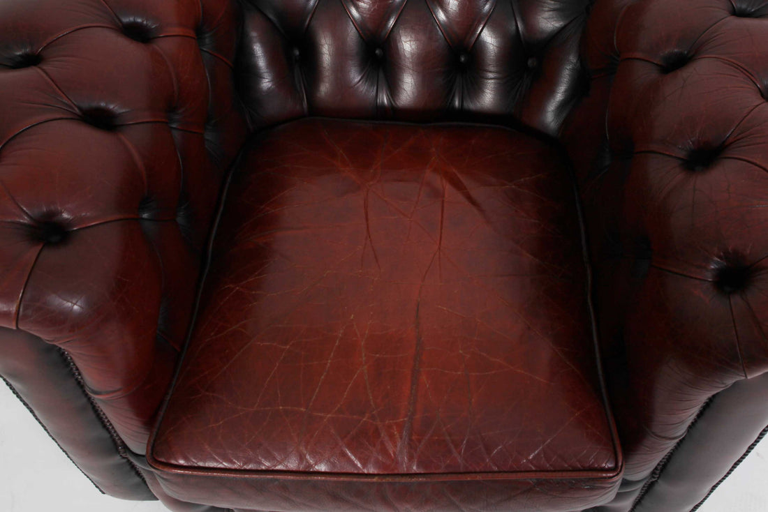 Poltrona chesterfield club marrone vintage originale inglese