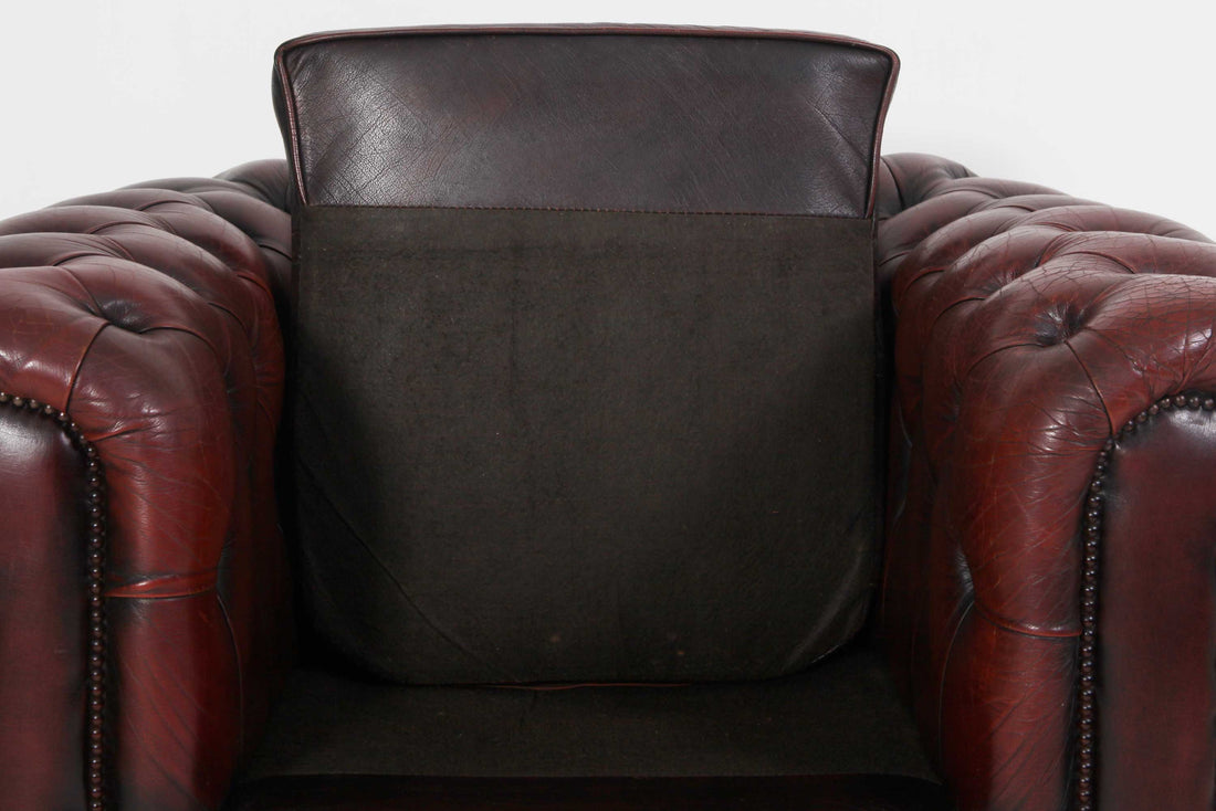 Poltrona chesterfield club marrone vintage originale inglese