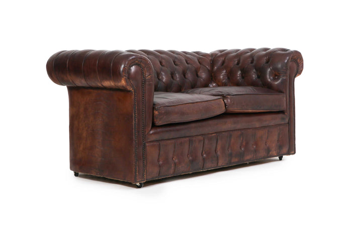 Divano 2 posti chesterfield club marrone testa di moro originale