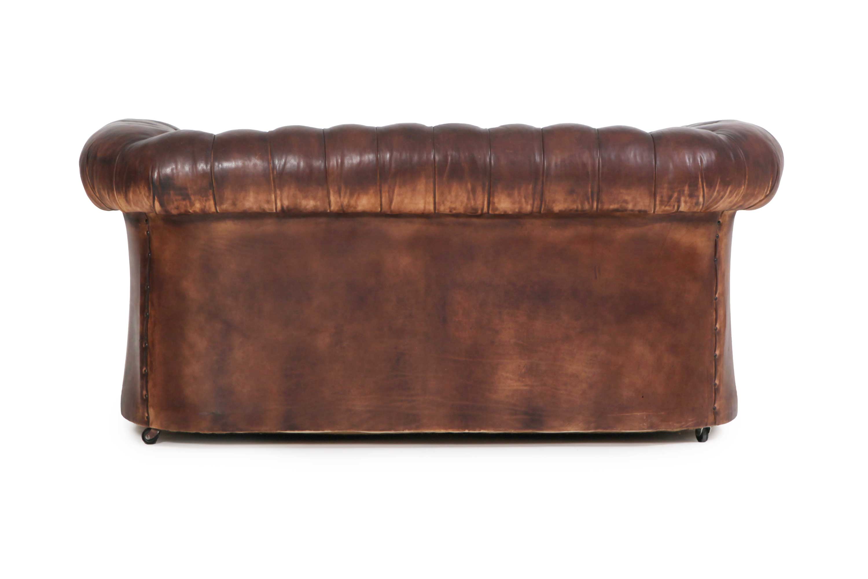 Divano 2 posti chesterfield club marrone testa di moro originale - Antichità Sale