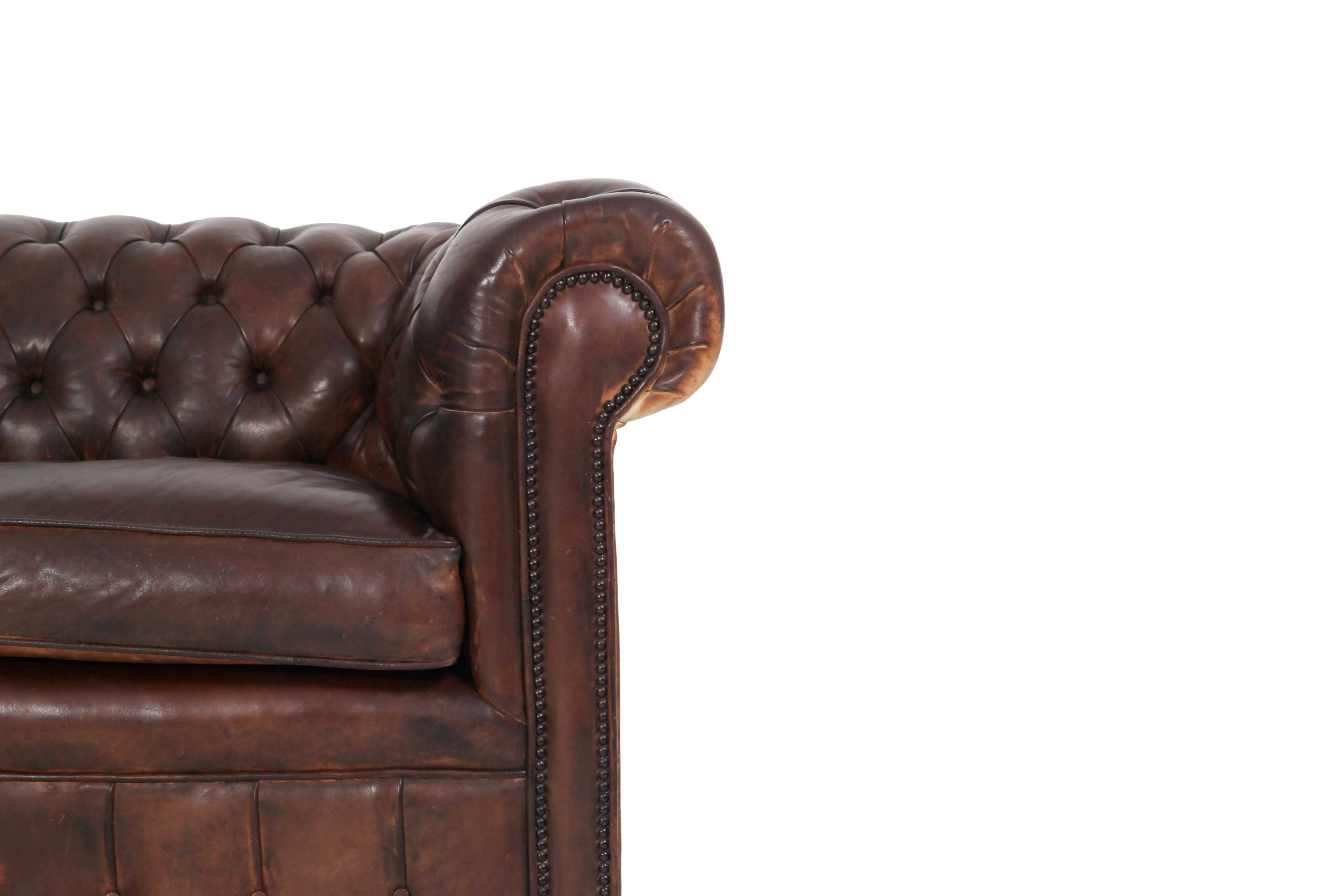 Divano 2 posti chesterfield club marrone testa di moro originale - Antichità Sale