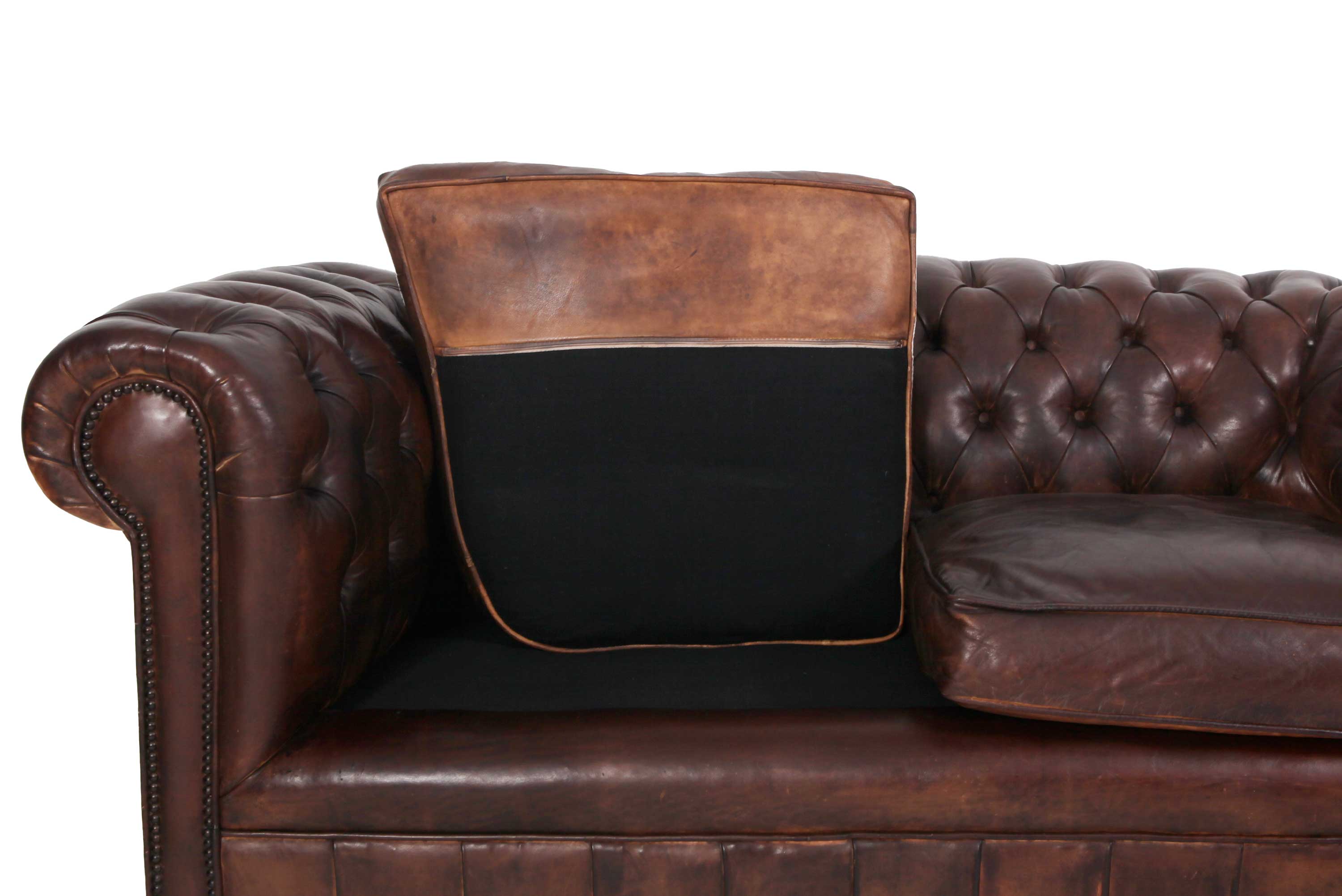 Divano 2 posti chesterfield club marrone testa di moro originale - Antichità Sale