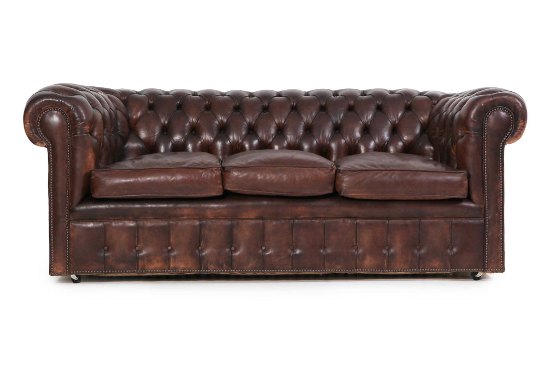 Divano 3 posti chesterfield club marrone testa di moro originale