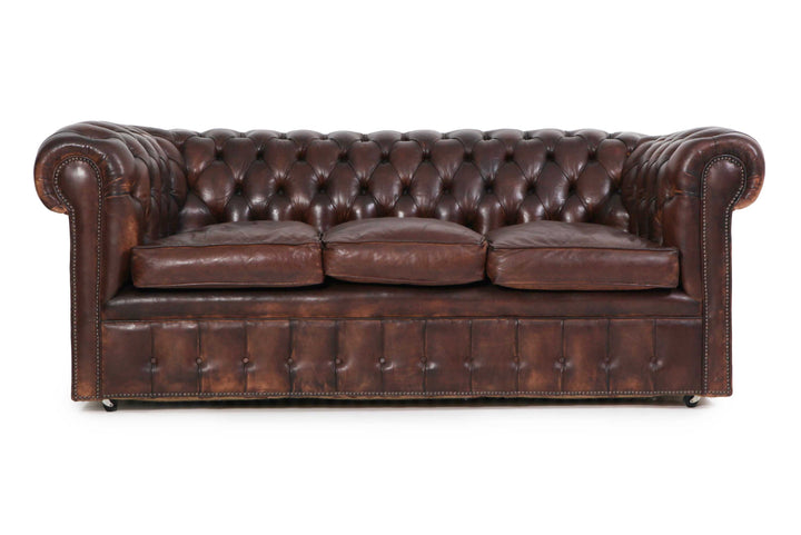 Divano 3 posti chesterfield club marrone testa di moro originale