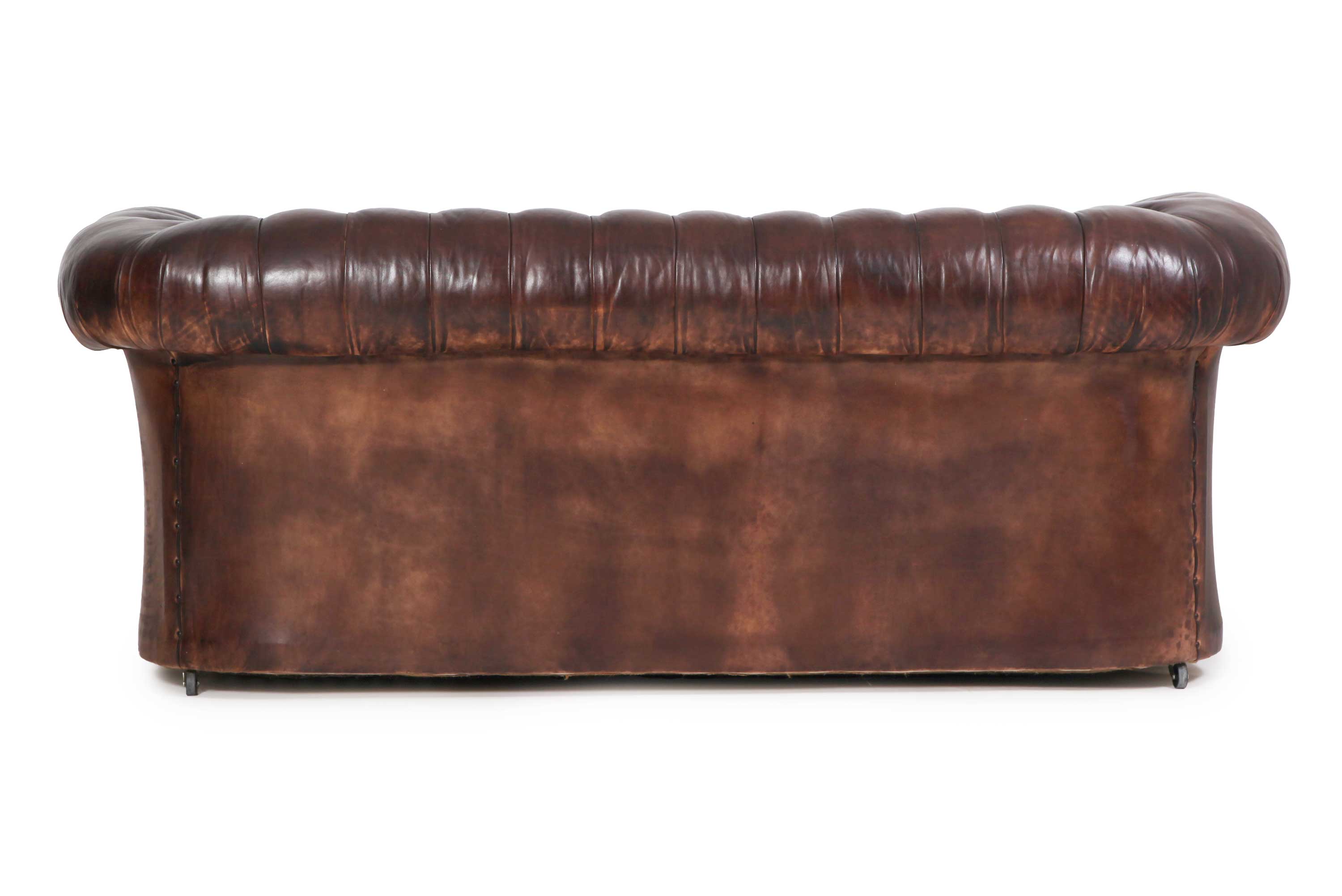 Divano 3 posti chesterfield club marrone testa di moro originale - Antichità Sale