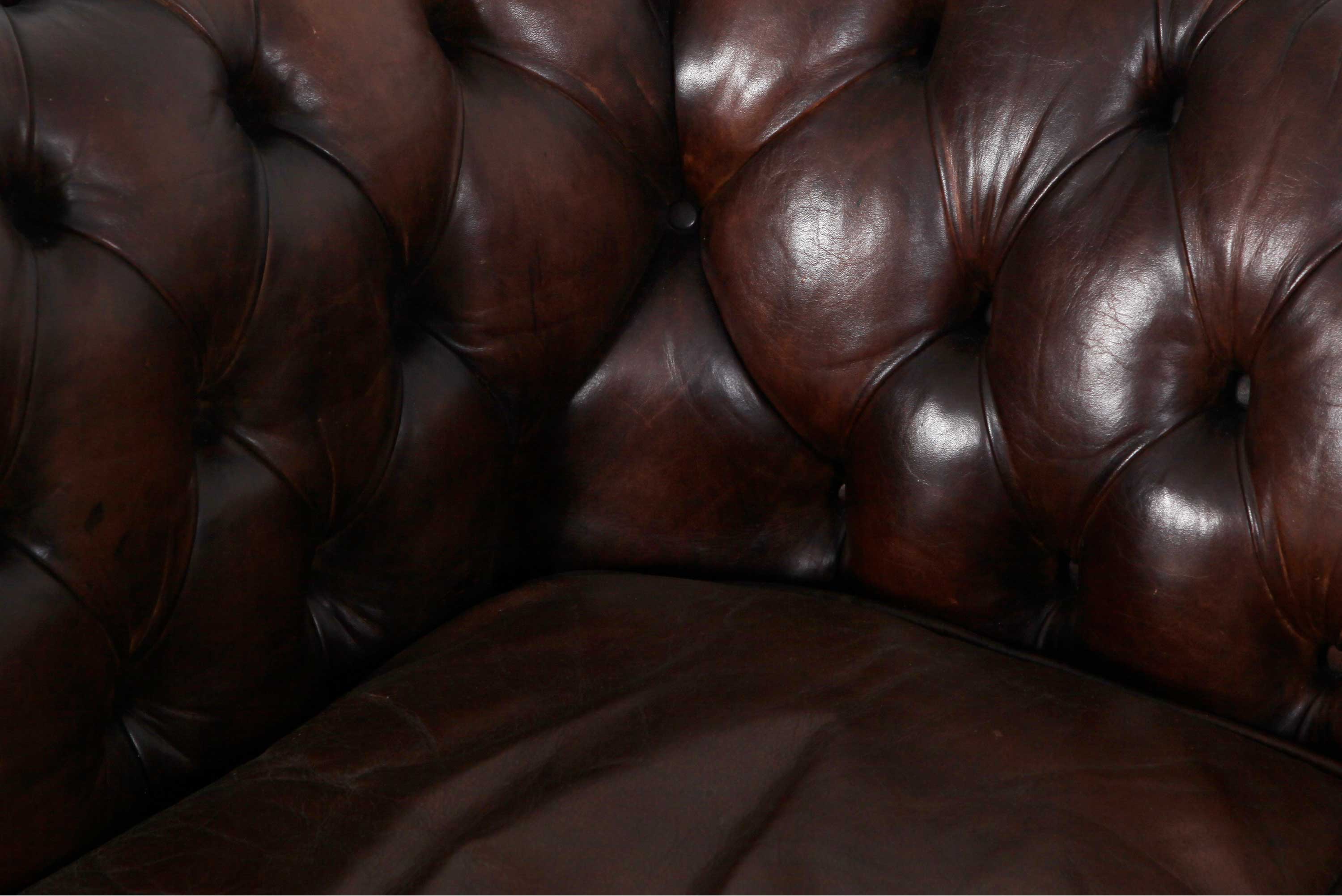 Divano 3 posti chesterfield club marrone testa di moro originale - Antichità Sale