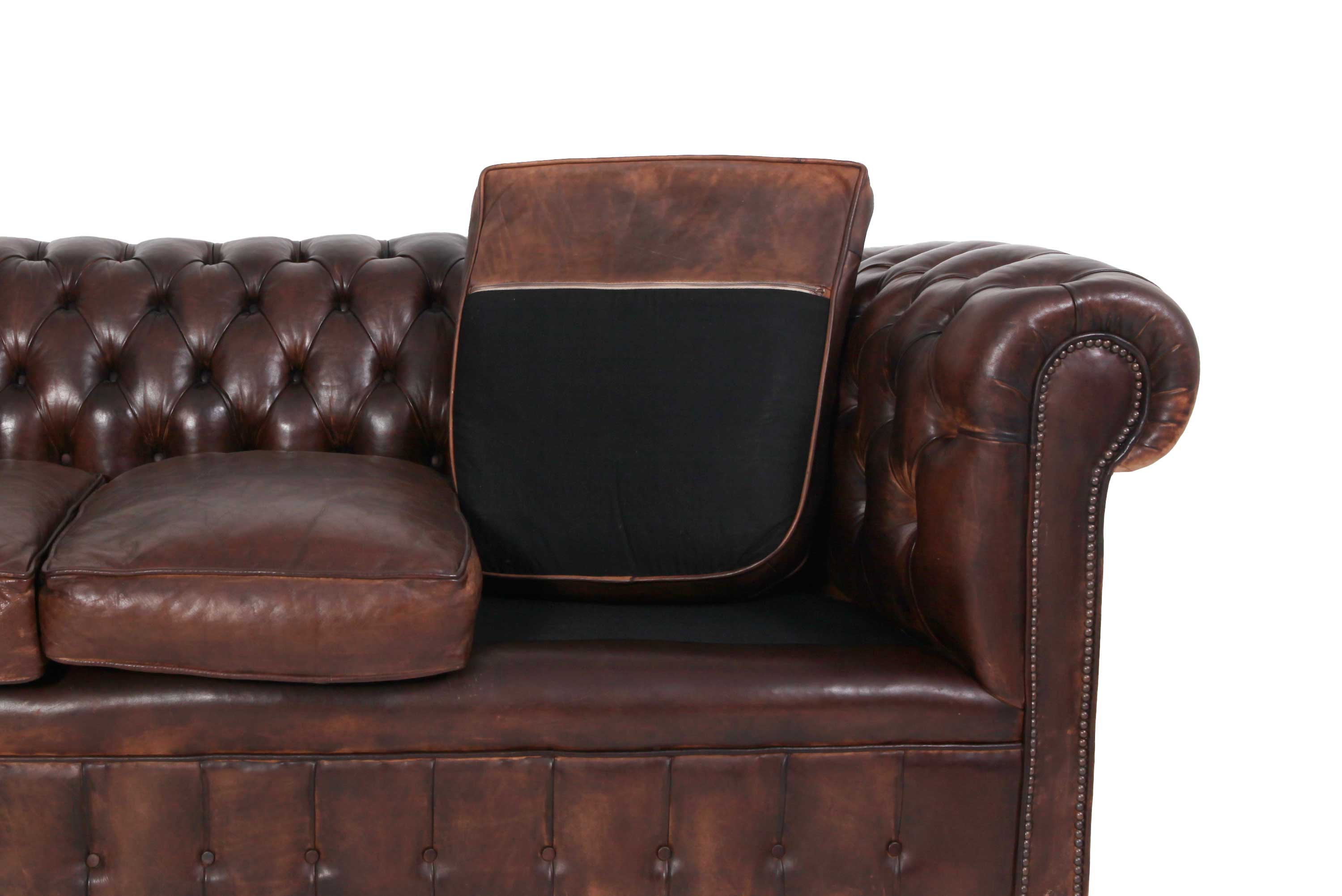 Divano 3 posti chesterfield club marrone testa di moro originale - Antichità Sale