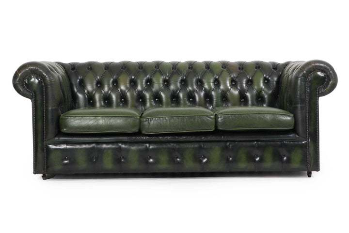 Divano 3 posti chesterfield club vintage originale verde anticato