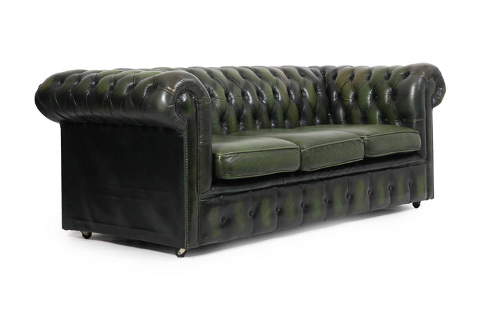 Divano 3 posti chesterfield club vintage originale verde anticato