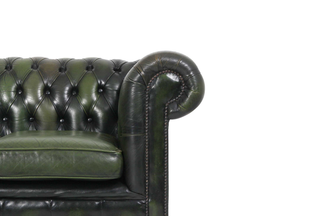 Divano 3 posti chesterfield club vintage originale verde anticato