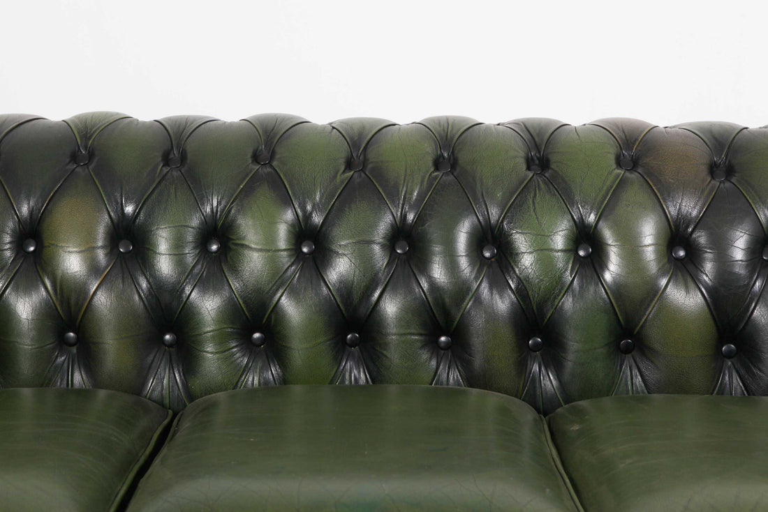 Divano 3 posti chesterfield club vintage originale verde anticato